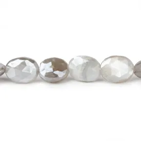 10x8-12x9mm Mystic Platinum Grey Moonstone faceted ovals 14 inch 30 beads