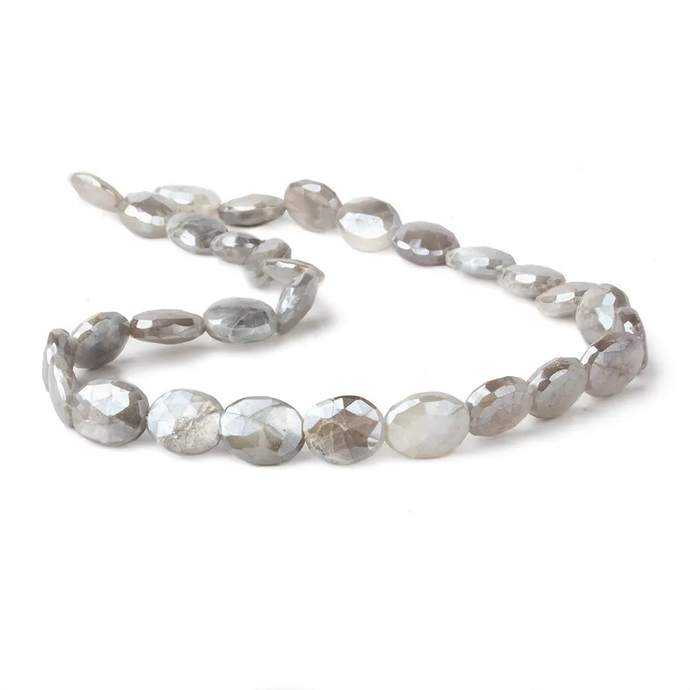 10x8-12x9mm Mystic Platinum Grey Moonstone faceted ovals 14 inch 30 beads