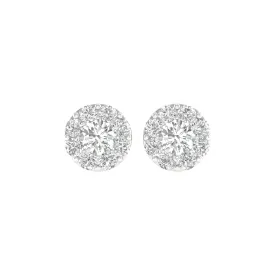 14K White Gold Lab Grown Diamond Halo Stud Earrings