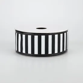 1.5" Black & White Stripe Metallic Edge Ribbon: Black (10 Yards)