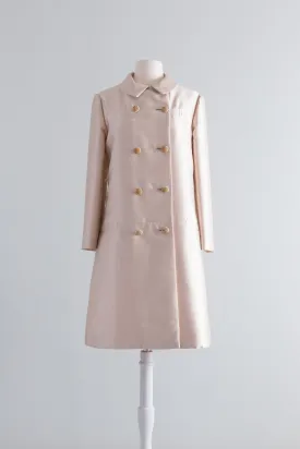 1960's Champagne Silk Evening Coat From Saks Fifth Avenue / ML