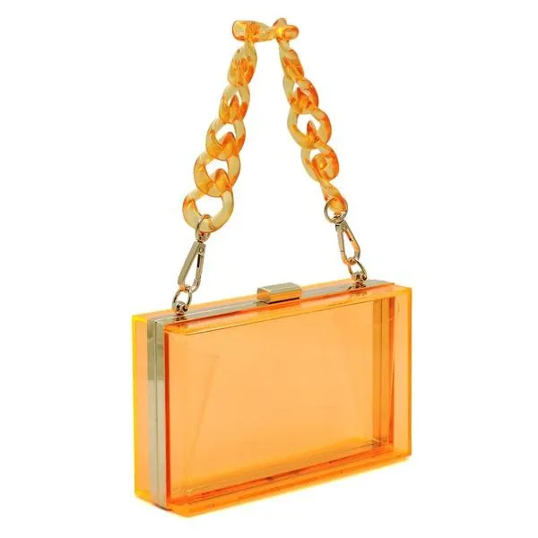 Acrylic Chain Handle See Thru Crossbody Clutch Purse