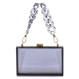 Acrylic Chain Handle See Thru Crossbody Clutch Purse