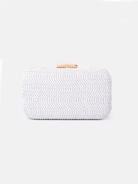 ALEXANDRA TEXTURED BOXY CLUTCH BAG IN WHITE