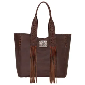 American West Womens Mohave Canyon Dark Brown Leather Shoulder Tote Bag