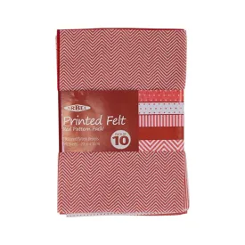 Arbee Printed Felt Sheets, Red Patterns- 12pk