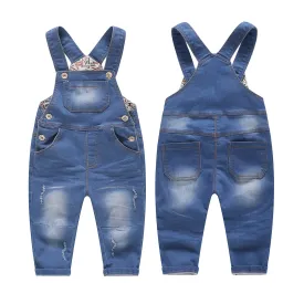 Baby Little Boys Girls Blue Black Denim Jean Overalls