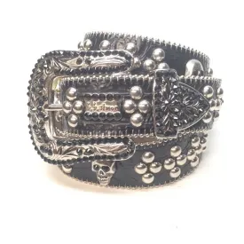 b.b. Simon Studded Skull Heads Crystal Belt