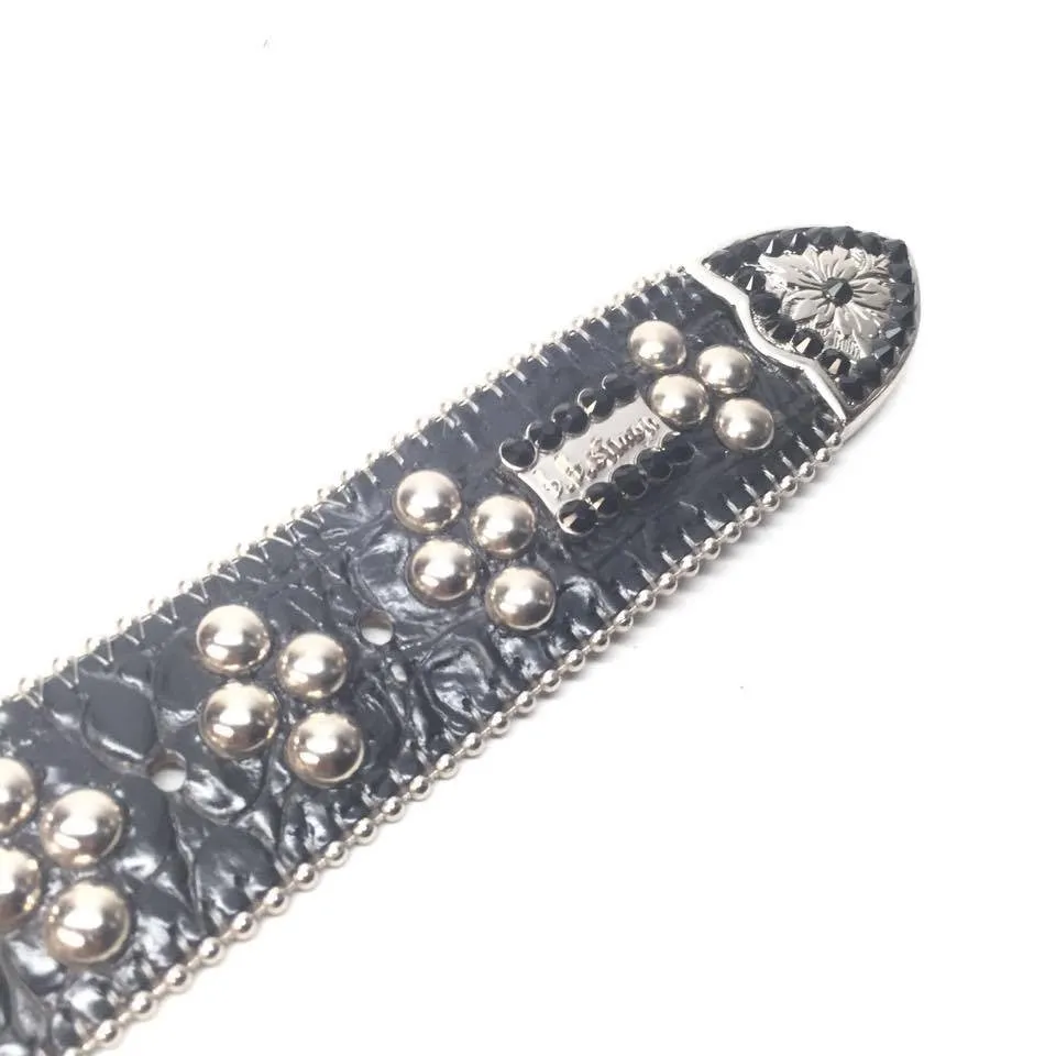 b.b. Simon Studded Skull Heads Crystal Belt