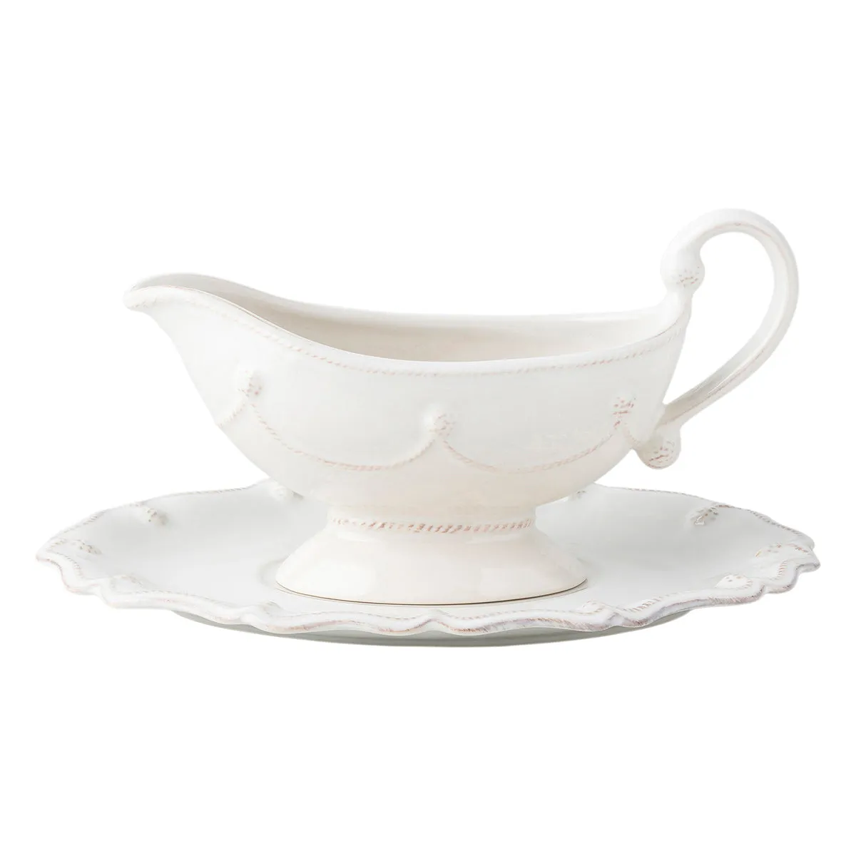 Berry & Thread Sauce Boat and Stand - Whitewash