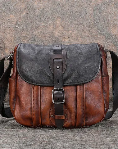 Best Brown Leather Womens Shoulder Bag Vintage School Messenger Bag for Ladies