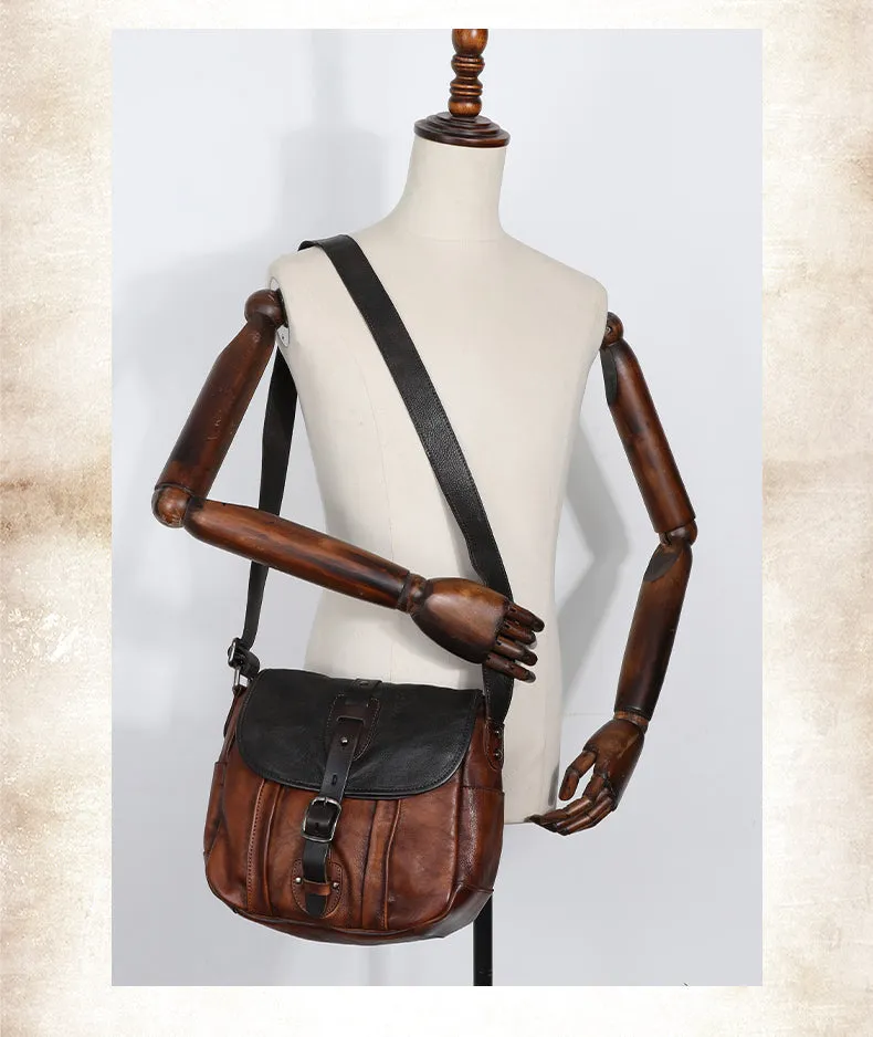 Best Brown Leather Womens Shoulder Bag Vintage School Messenger Bag for Ladies