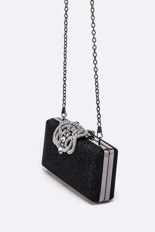 Black Crystal Knot Box Clutch