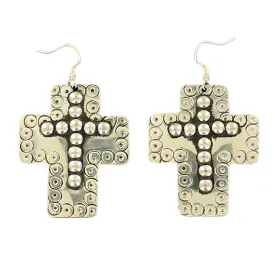 Blazin Roxx Ladies Western Embossed Cross Silver Earrings