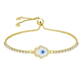 Blue Cubic Zirconia Slider Turkish Evil Eye Bracelet For Women