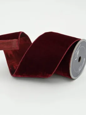 Burgundy plush velvet luster 1” farrisilk wired ribbon