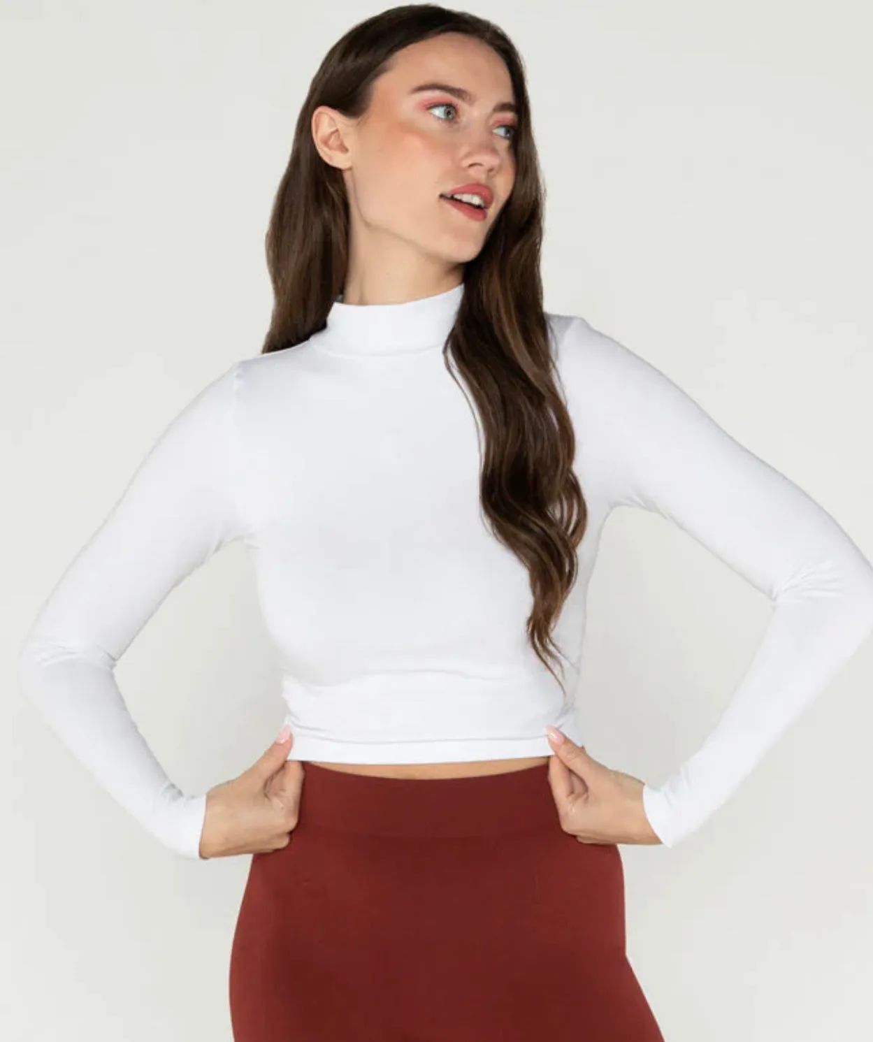 C'EST MOI BAMBOO LS CROP MOCK NECK TOP