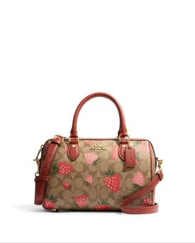 Coach Rowan Satchel In Signature Canvas With Wild Strawberry Print