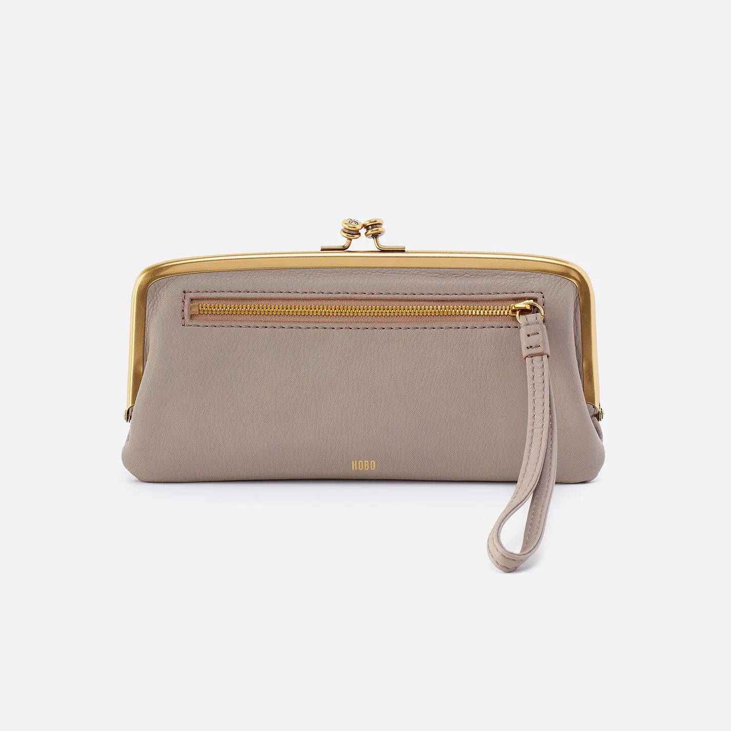 Cora Large Frame Wallet In Pebbled Leather - Taupe