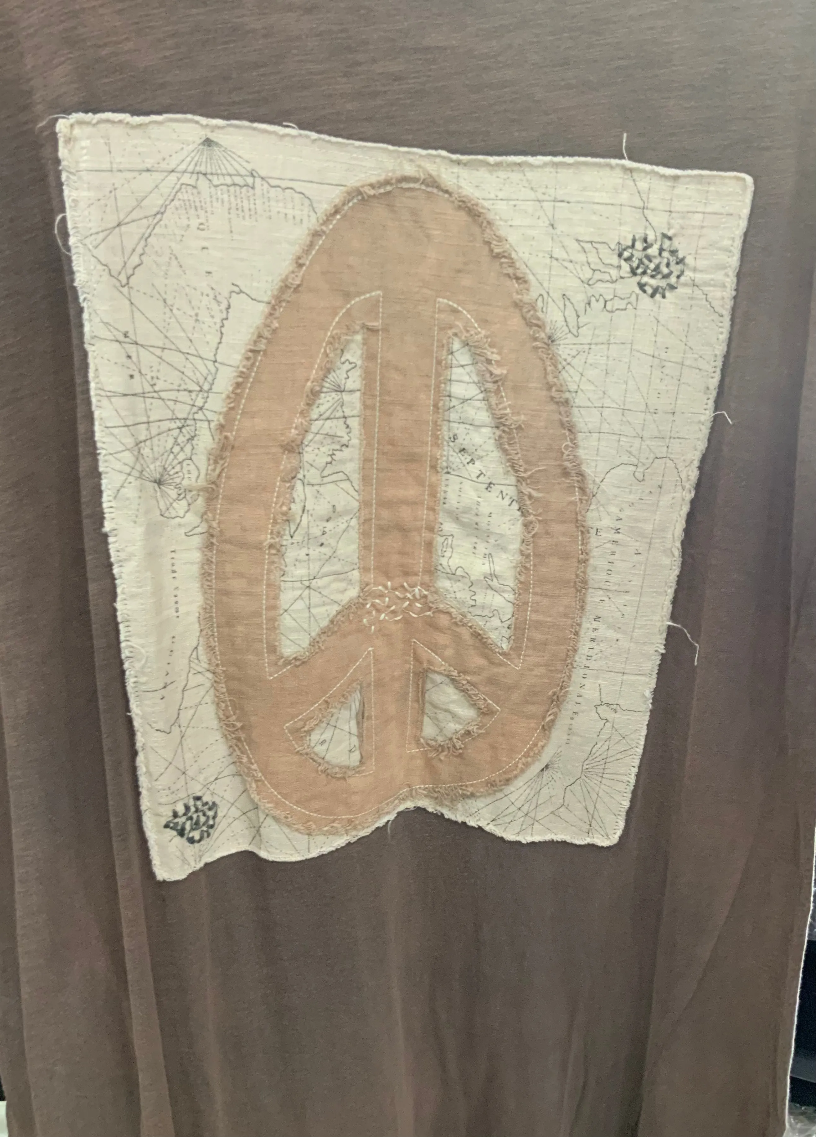 Distressed Peace Sign Maxi Cotton Dress One Size