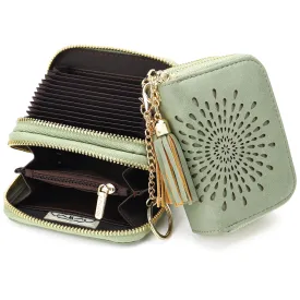 Double Zip Green Card Holder