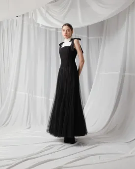 Elegant Lace Evening Dress - BLACK