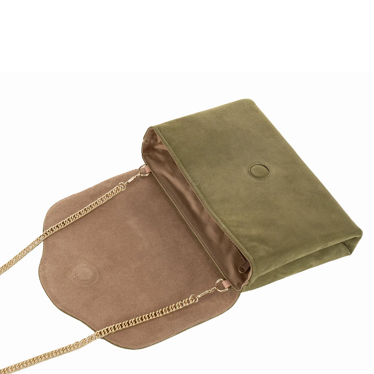 Ellie Clutch Bag - Olive Suede