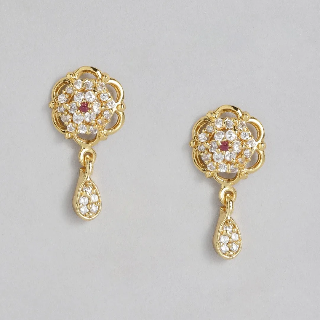 Estele Gold plated American Diamond Stud Earrings. for women