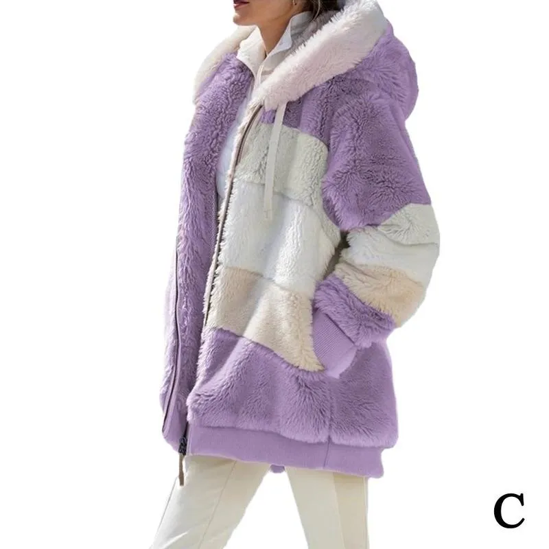 Fast Shipping Women's Warm and Plush Hooded Jacket for Winter