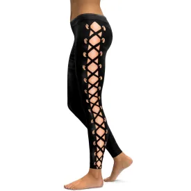 Faux Leather Lace Up Leggings