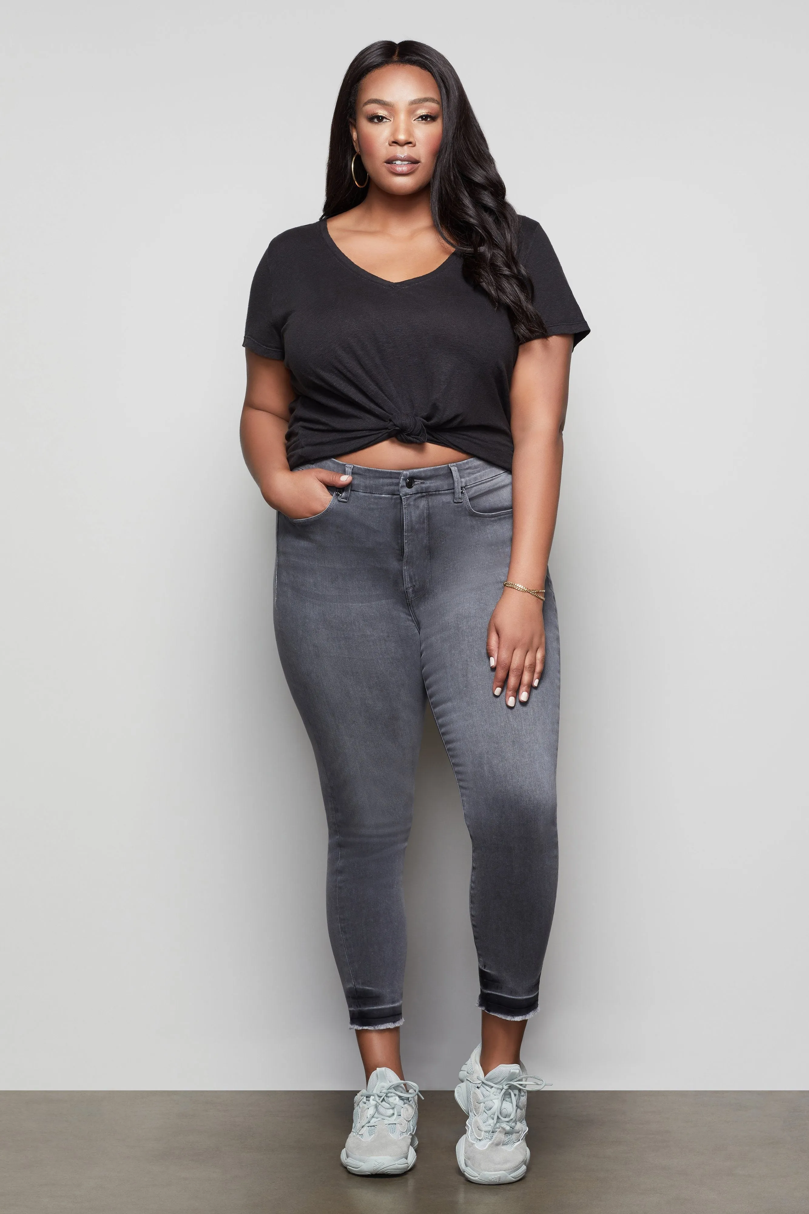 GOOD LEGS CROP RAW EDGE | BLACK071