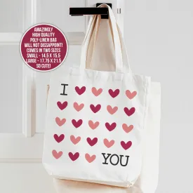 Hearts love tote bag - funny valentine's day or anyday tote bag gift