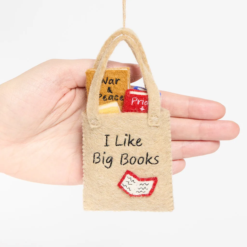 I Like Big Books Tote Ornament