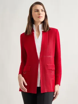 Inverted Notch Collar Tailored Knit Jacket