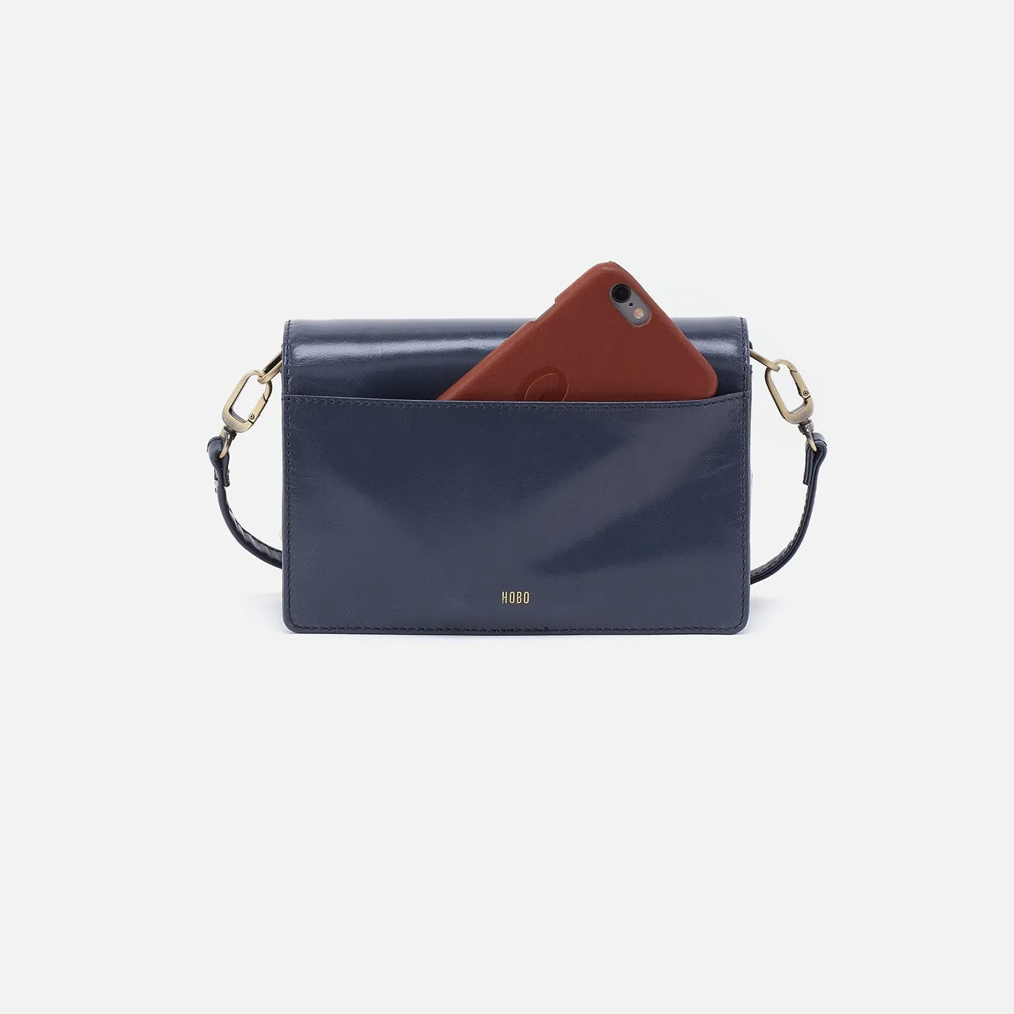 Jill Crossbody In Polished Leather - Blue Stone