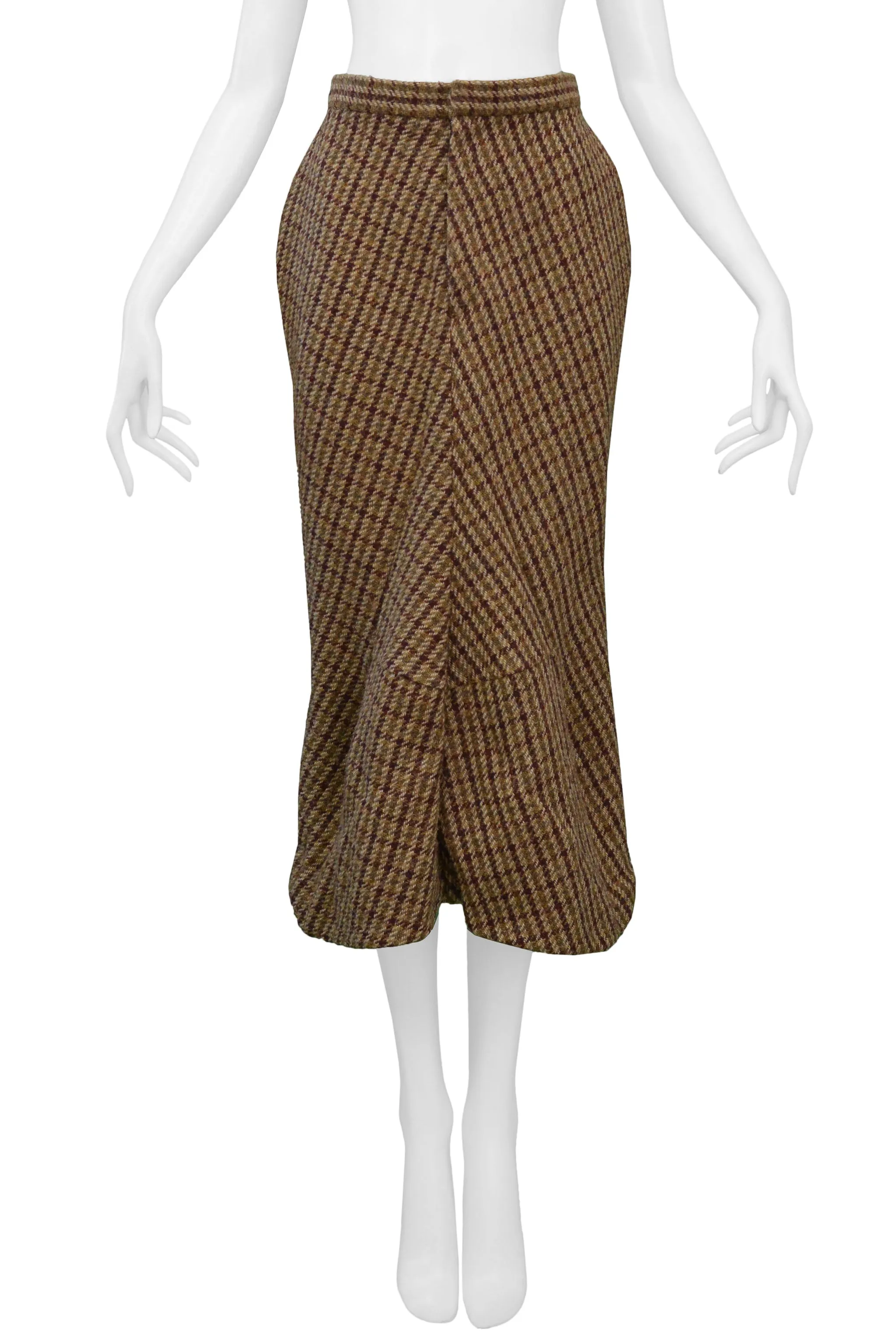 JUNYA WATANABE BROWN WOOL TWEED BUM PACK SKIRT 1999