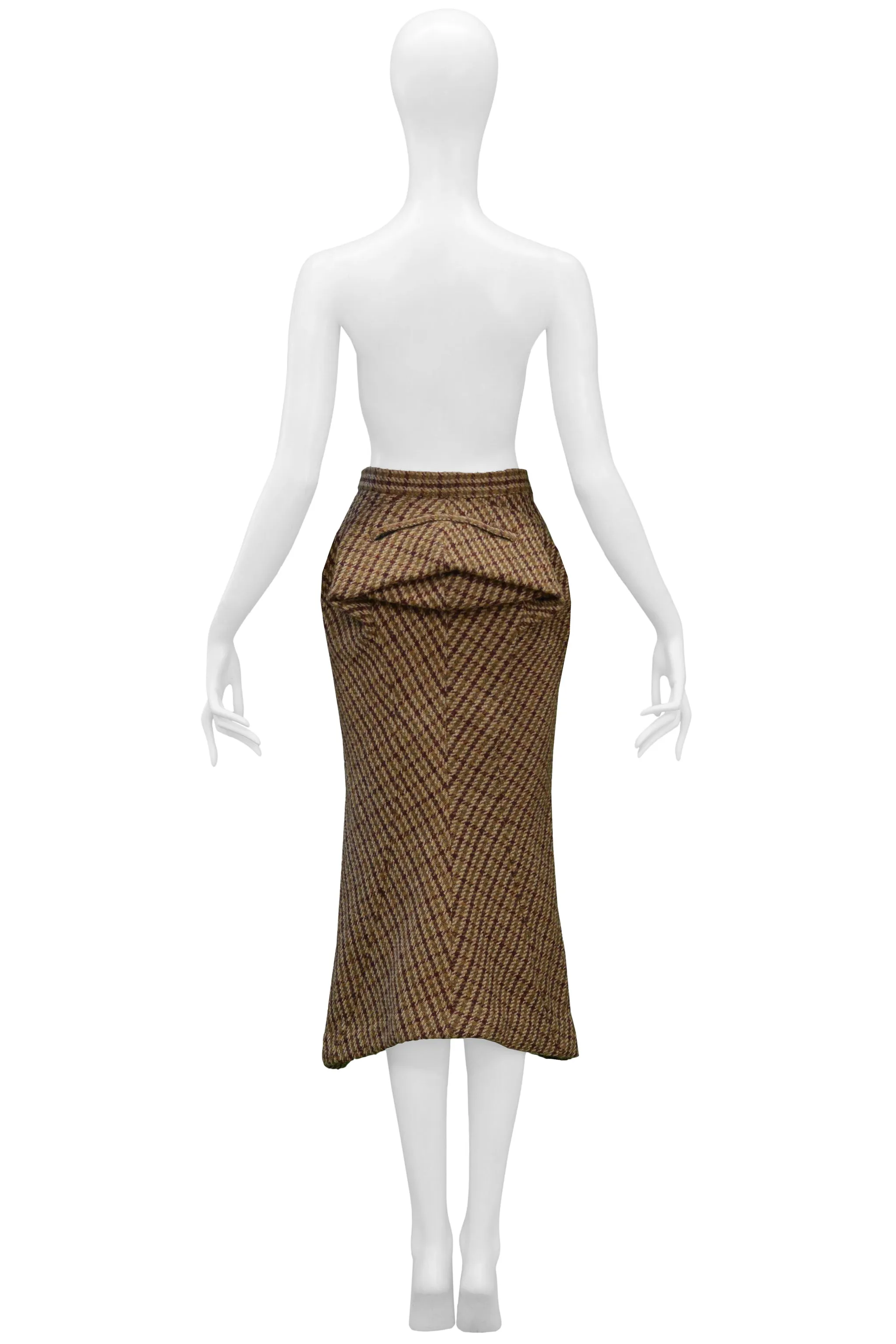 JUNYA WATANABE BROWN WOOL TWEED BUM PACK SKIRT 1999