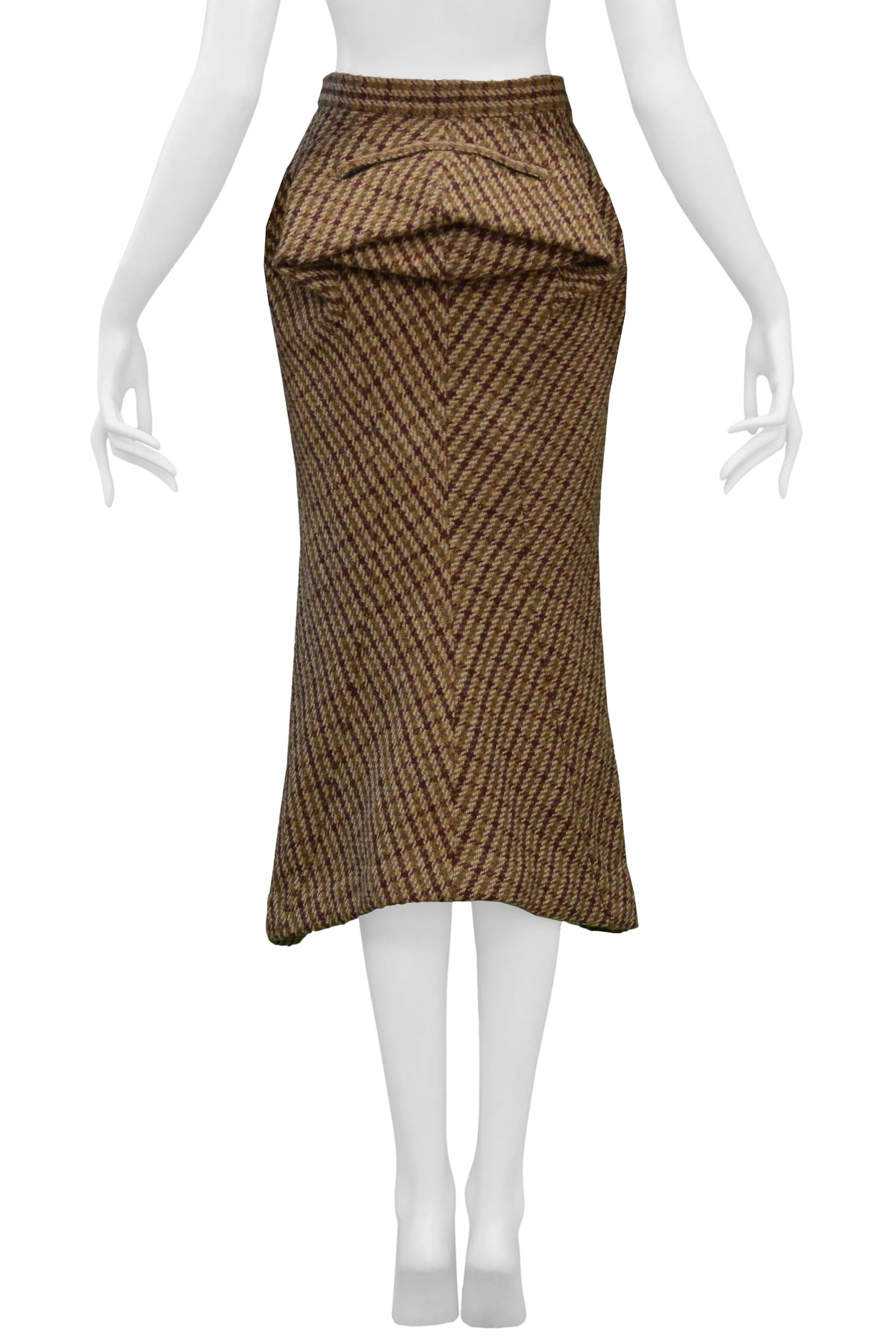 JUNYA WATANABE BROWN WOOL TWEED BUM PACK SKIRT 1999