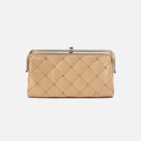 Lauren Clutch-Wallet In Pebbled Metallic Leather - Dusty Gold