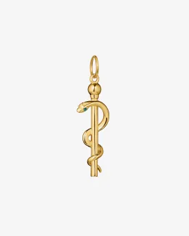 Modern Rod of Asclepius Pendant Charm