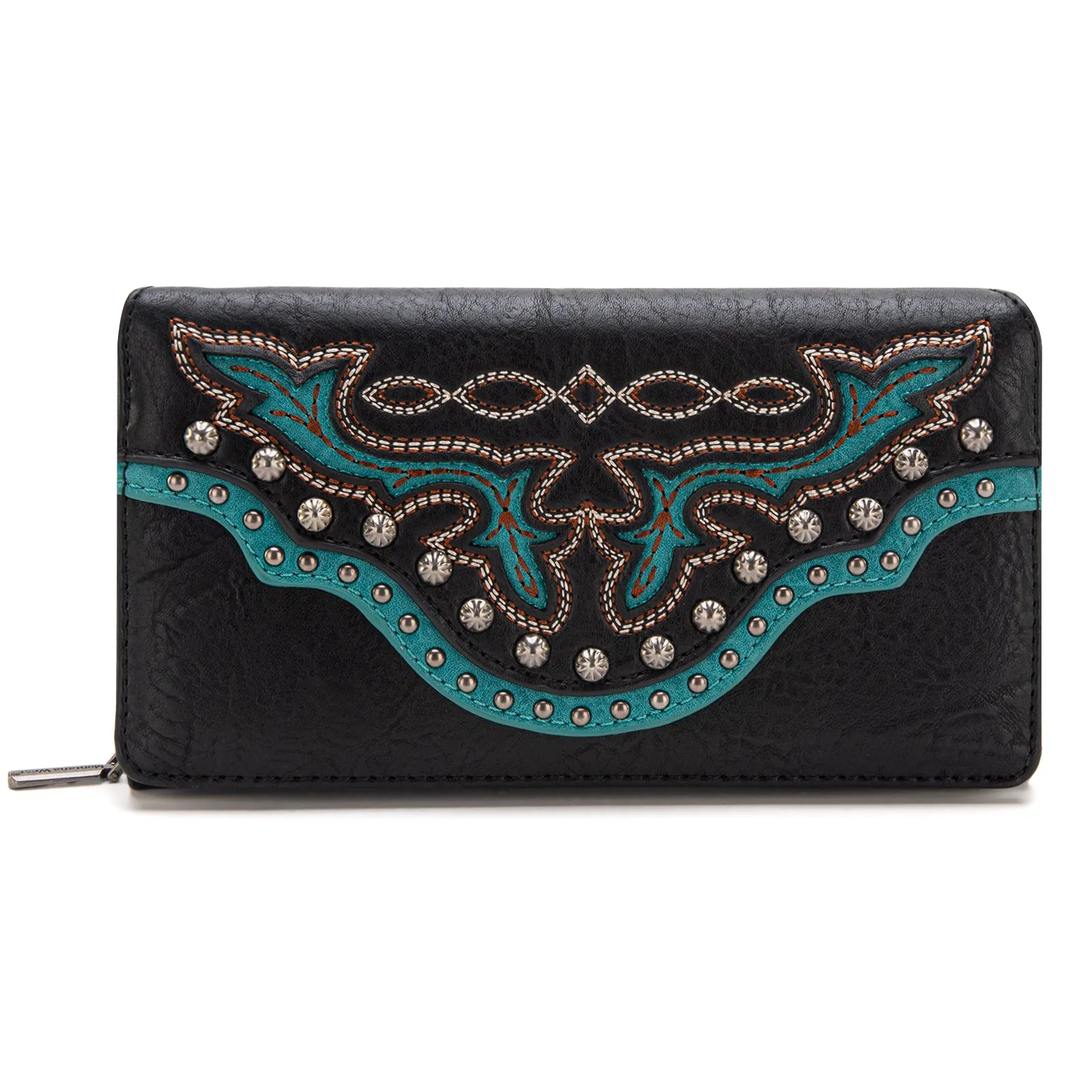 MW1281-W010 Montana West Embroidered Wallet - Black