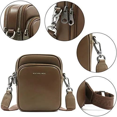 MWL-008 Montana West Genuine Leather Shoulder/Crossbody Bag-Light Coffee