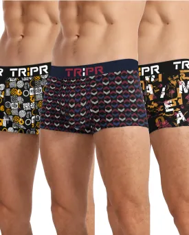 (Pack of 3) Men Printed Multicolor Trunk