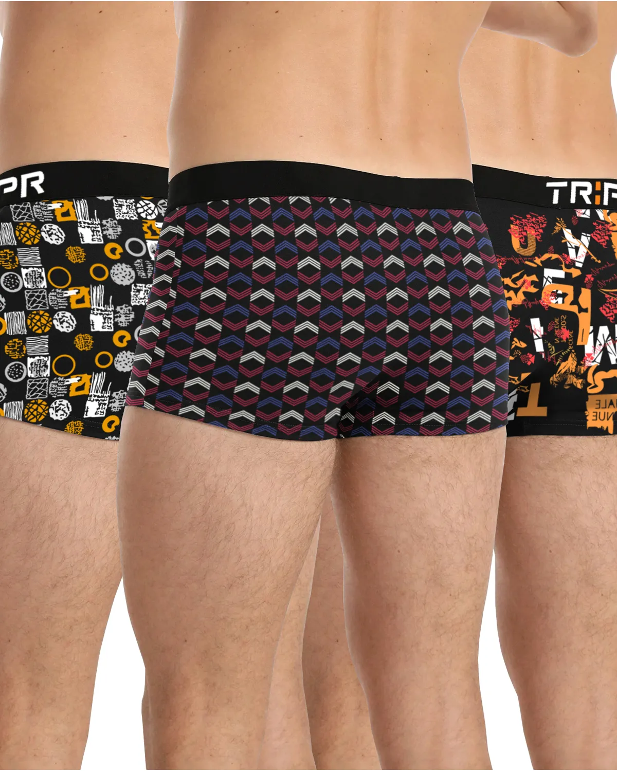 (Pack of 3) Men Printed Multicolor Trunk