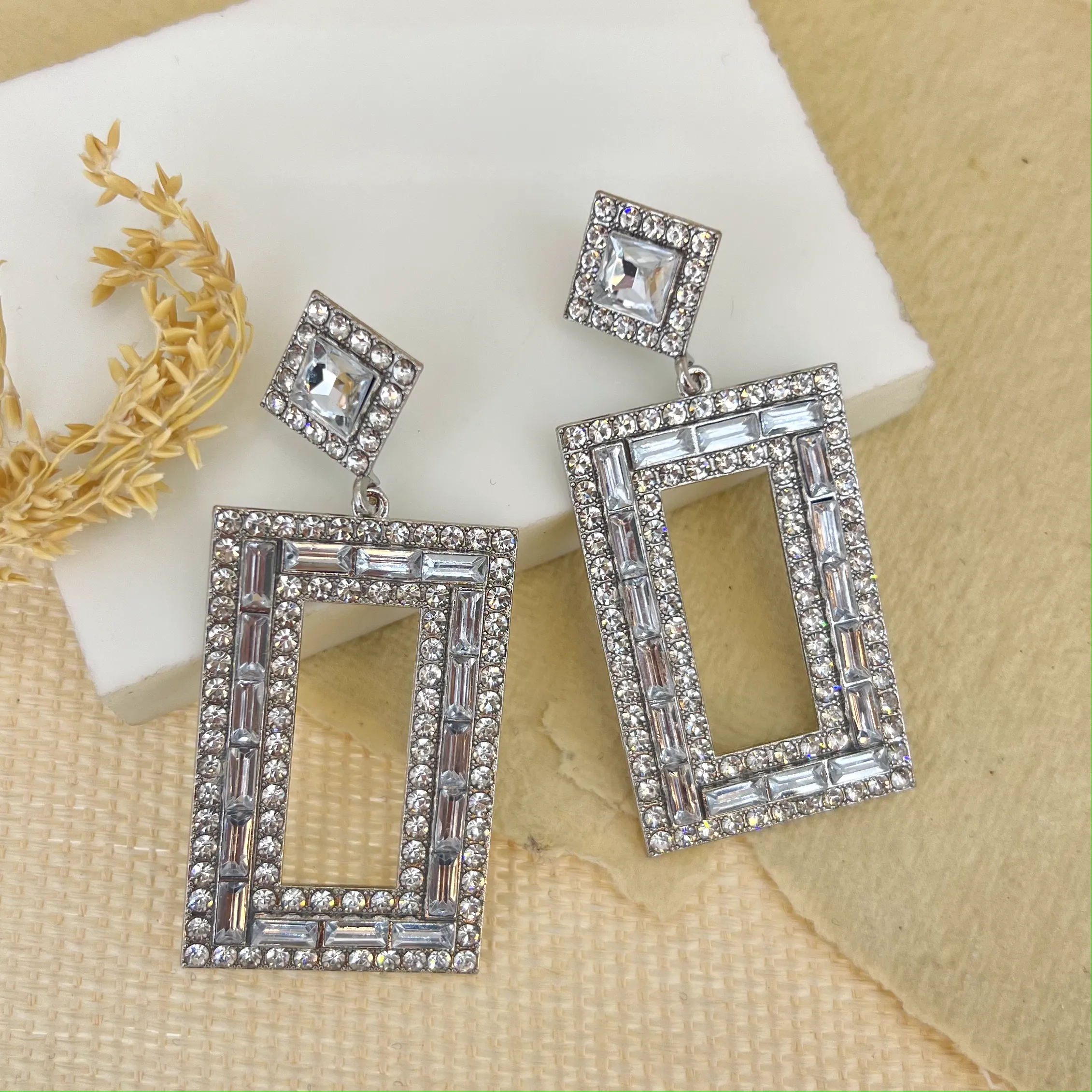 Rectangular Studded Earrings