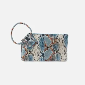 Sable Wristlet In Printed Leather - Blue Tempest