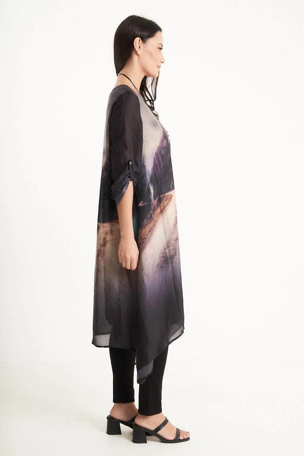 Saloos Silk-Look A-Line Midi-Dress with Necklace