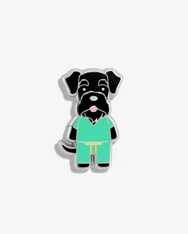 Schnauzer in Scrubs Lapel Pin