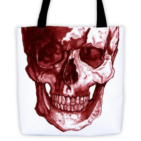 Skull Scalpel Red Ink Tote Bag by Robert Bowen