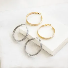 Studded Baguette Hoops